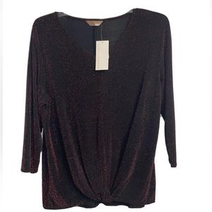 Amana Sheer Beaded Women’s Top/ 2XL/ Elbow Length Sleeves